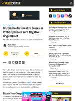 Bitcoin Holders Realize Losses as Profit Dynamics Turn Negative: CryptoQuant