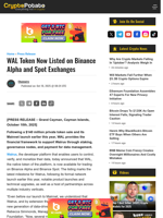 WAL Token Now Listed on Binance Alpha and Spot Exchanges