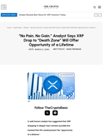 “No Pain, No Gain,” Analyst Says XRP Drop to “Death Zone” Will Offer Opportunity of a Lifetime