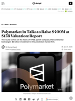 Polymarket in Talks to Raise $400M at $15B Valuation: Report - Decrypt