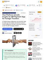 Thai Platform Unveils Crypto-to-QR Payment App for Foreign Travelers