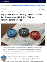 Top 5 Best Altcoins to Buy Before October 2025 — Analysts Pick SUI, XRP and MAGACOIN FINANCE