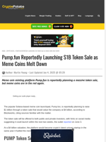 Pump.fun Reportedly Launching $1B Token Sale as Meme Coins Melt Down