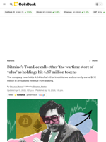 Bitmine's Tom Lee calls ether 'the wartime store of value' as holdings hit 4.87 million ETH