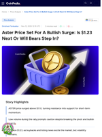 Aster Price Set For A Bullish Surge: Is $1.23 Next Or Will Bears Step In?