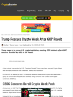 Trump Rescues Crypto Week After GOP Revolt
