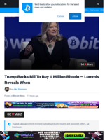 Trump Backs Bill To Buy 1 Million Bitcoin: Lummis Reveals When