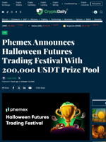 Phemex Announces Halloween Futures Trading Festival With 200,000 USDT Prize Pool - Crypto Daily