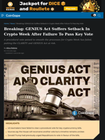 Breaking: GENIUS Act Suffers Setback In Crypto Week After Failure To Pass Key Vote