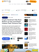 Crypto Sentiment Hits Rock Bottom as Fear and Greed Indexes Flash 'Extreme Fear' – Crypto News Bitcoin News