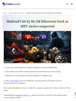 MakinaFi hit by $4.1M Ethereum hack as MEV tactics suspected - CoinJournal