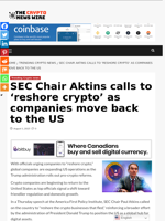SEC Chair Aktins calls to ‘reshore crypto’ as companies move back to the US - The Crypto News Wire