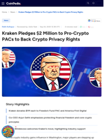 Kraken Pledges $2 Million to Pro-Crypto PACs to Shape U.S. Policy and Elections