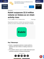 Kalshi surpasses $2.8 million volume on Solana as on-chain activity rises