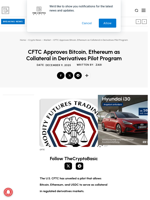 CFTC Approves Bitcoin, Ethereum as Collateral in Derivatives Pilot Program
