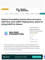 Solana Foundation backs Aave recovery with first-ever USDT deployment, plans to bring AAVE to Solana