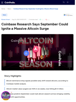 Coinbase Research Says September Could Ignite a Massive Altcoin Surge