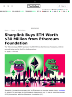 Sharplink Buys ETH Worth $30 Million from Ethereum Foundation - 