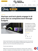 Startups and tech giants engage in AI price war as companies burn through budgets