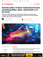 Gemini Adds 14 New Tokenized Stocks Including Nike, Uber, McDonald's, in EU Push - Coinspeaker