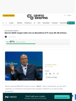 Bitcoin $80K target odds rise as BlackRock ETF sees $8.4B inflows