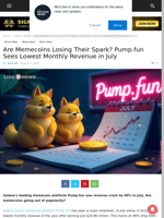 Are Memecoins Losing Their Spark? Pump.fun Sees Lowest Monthly Revenue in July | Live Bitcoin News
