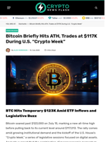 Bitcoin Briefly Hits ATH, Trades at $117K During U.S. 