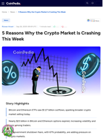5 Reasons Why the Crypto Market Is Crashing This Week