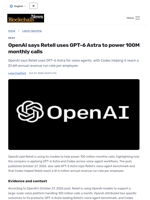 OpenAI says Retell uses GPT-6 Astra to power 100M monthly calls - Blockchain.News
