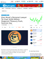Elon Musk’s Personal Lawyer To Chair $200 Million Dogecoin Treasury Push, Sources Say ⋆ ZyCrypto