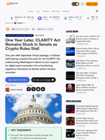 One Year Later, CLARITY Act Remains Stuck in Senate as Crypto Rules Stall – Bitcoin News