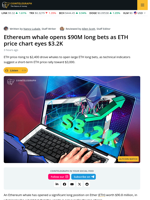 Ethereum Whale Opens $90M ETH Long Bet Amid 40% Price Rally Potential