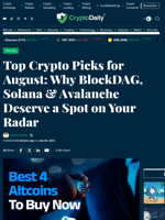 Top Crypto Picks for August: Why BlockDAG, Solana & Avalanche Deserve a Spot on Your Radar - Crypto Daily