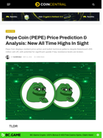 Pepe Coin (PEPE) Price Prediction & Analysis: New All Time Highs In Sight - CoinCentral