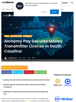 Alchemy Pay Secures Money Transmitter License in South Carolina | Live Bitcoin News