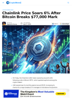 Chainlink Price Soars 6% After Bitcoin Breaks $77,000 Mark