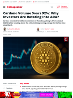 Cardano Volume Soars 92%: Why Investors Are Rotating Into ADA? - Coinspeaker