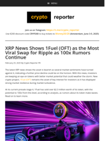 XRP News Shows 1Fuel (OFT) as the Most Viral Swap for Ripple as 100x Rumors Continue