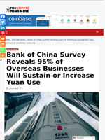 Bank of China Survey Reveals 95% of Overseas Businesses Will Sustain or Increase Yuan Use - The Crypto News Wire