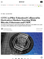 CFTC to Pilot Tokenized Collateral in Derivatives Markets Starting With Bitcoin, Ethereum and USDC - Decrypt