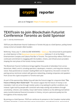 TEXITcoin to join Blockchain Futurist Conference Toronto as Gold Sponsor
