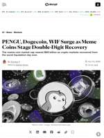 PENGU, Dogecoin, WIF Surge as Meme Coins Stage Double-Digit Recovery - Decrypt