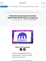 Kraken Enters European Derivative Market With MiFID Licenses Acquisition