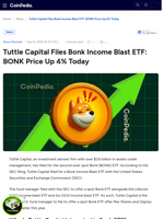 Tuttle Capital Files Bonk Income Blast ETF: BONK Price Up 4% Today