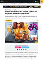 ​​Cloudflare Plans ‘NET dollar’ Stablecoin to Power AI-Driven Payments