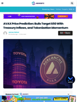 AVAX Price Prediction: Bulls Target $50 With Treasury Inflows, and Tokenization Momentum