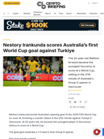Nestory Irankunda scores Australia's first World Cup goal against Turkiye