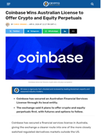Coinbase Wins Australian License to Offer Crypto and Equity Perpetuals - Crypto News Flash