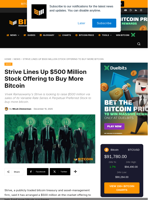 Strive Raises $500 Million To Buy More Bitcoin