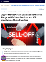 Crypto Market Crash: Bitcoin and Ethereum Plunge as US-China Tensions and $5B Liquidations Shake Investors